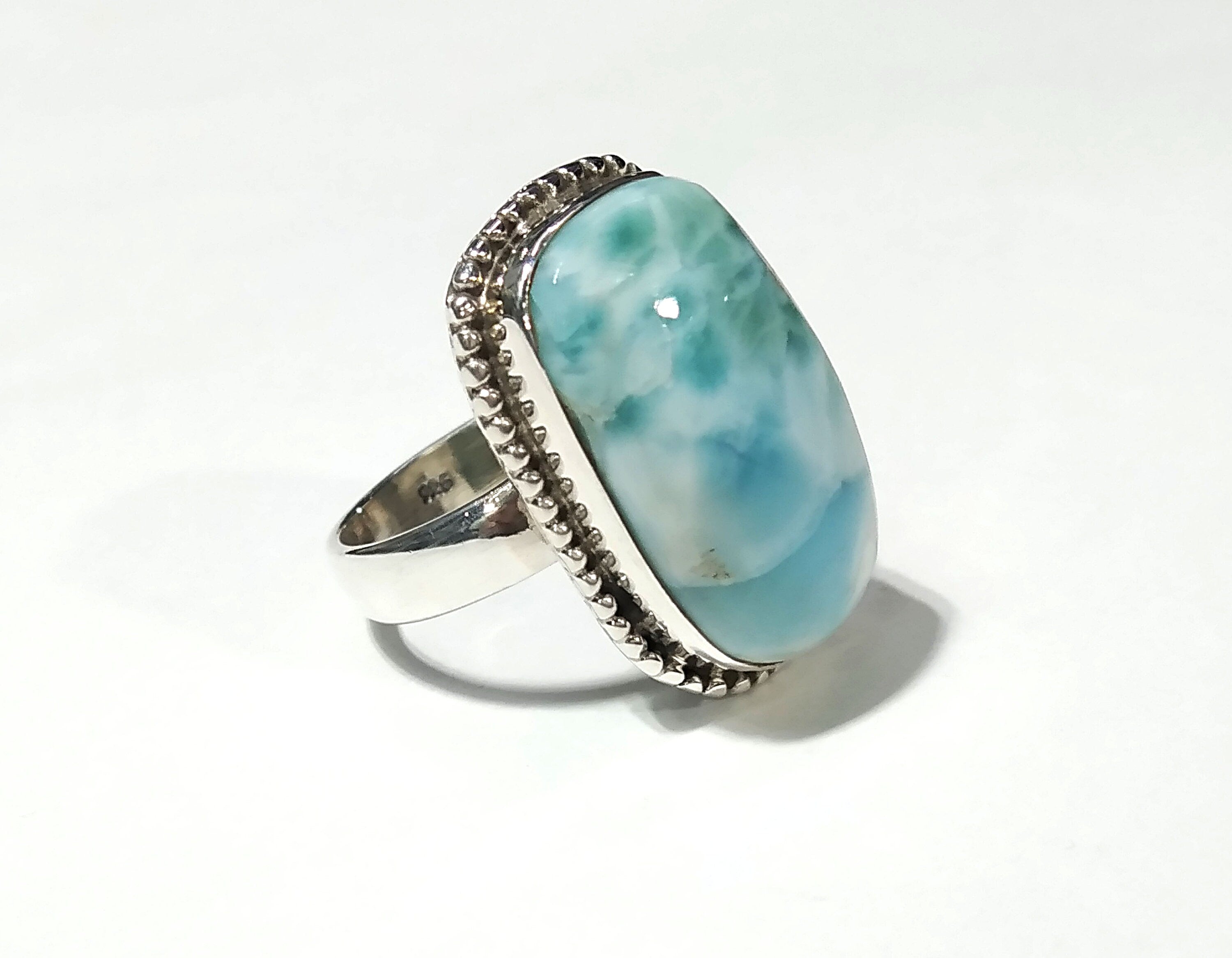Larimar Gemstone Ring, Solid 925 Starling Silver Ring, Nice Design Good Making Gift Ring, Larimar Stone Ring, For Girls & Women